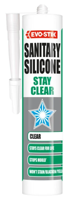 Bostik EVO-STIK Stay White Sanitary Silicone Sealant Clear (30613470)