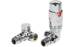 Avari Round Thermostatic Chrome Radiator Valves Corner