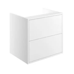 Avari Bassano 2 Drawer Wall Hung Topless Basin Unit Matt White 600mm
