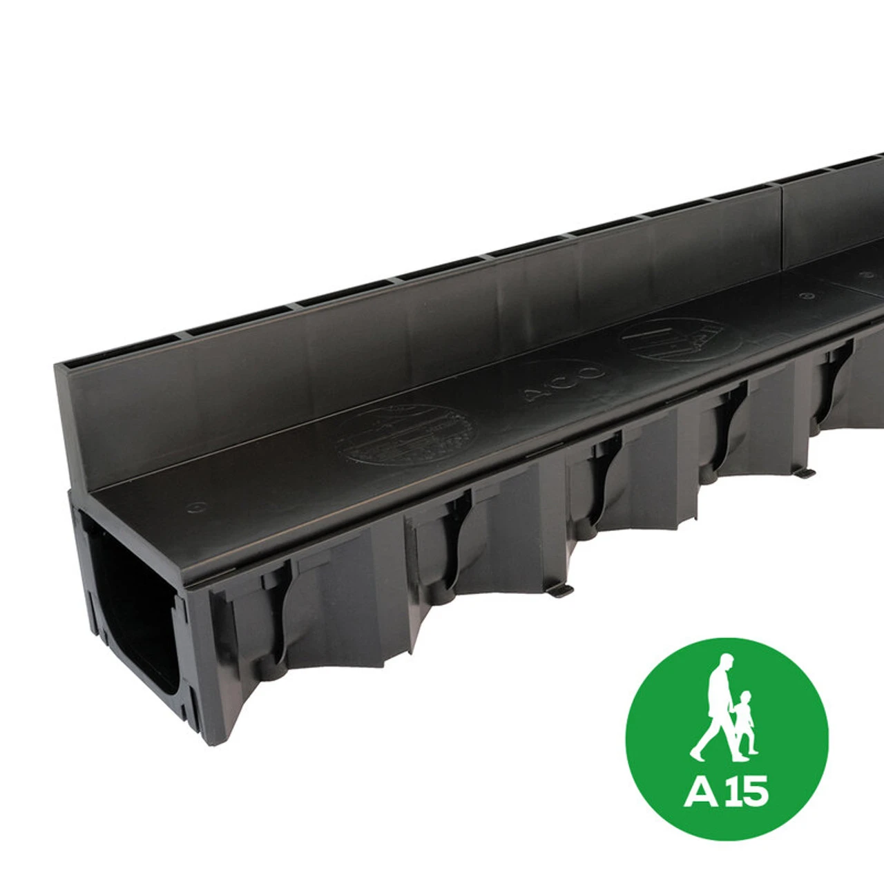 ACO HexDrain Brickslot Channel With Black Slotted Grating