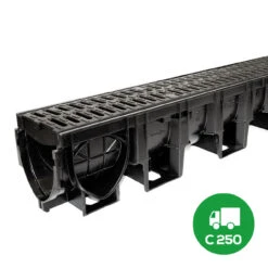 ACO HexDrain Pro Channel With Black Composite Heelguard Gratings